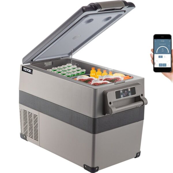 12 Volt Refrigerator 45L(48qt) Fast Cooling Portable Freezer with App Control(-4℉~68℉) Car Fridge with 12/24v DC & 110-240v AC for Travel, Camping and Home Use, 48 Quart, Black